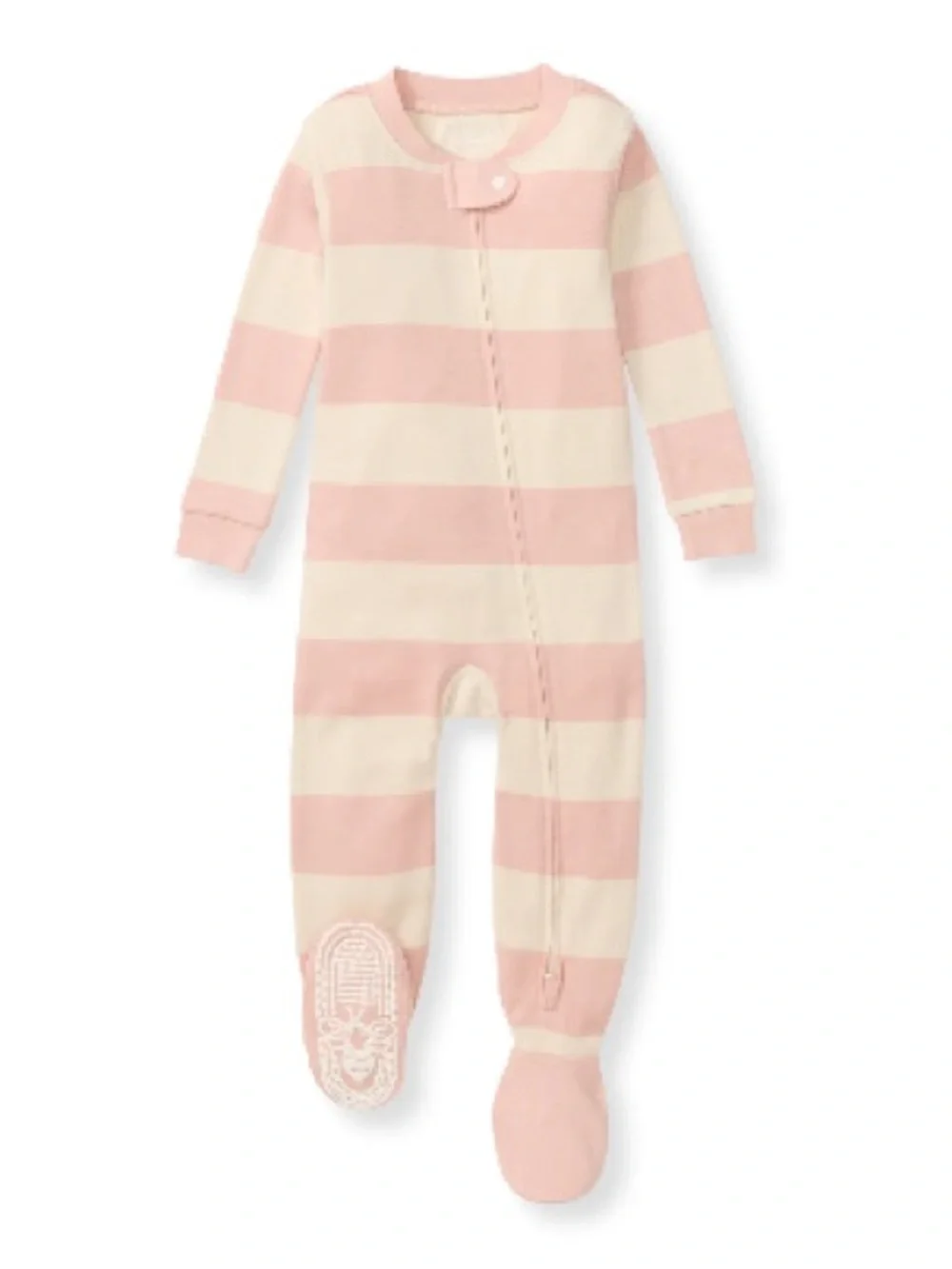 Burt’s Bees rugby stripe organic cotton sleeper - pink sand size 12 months NWT